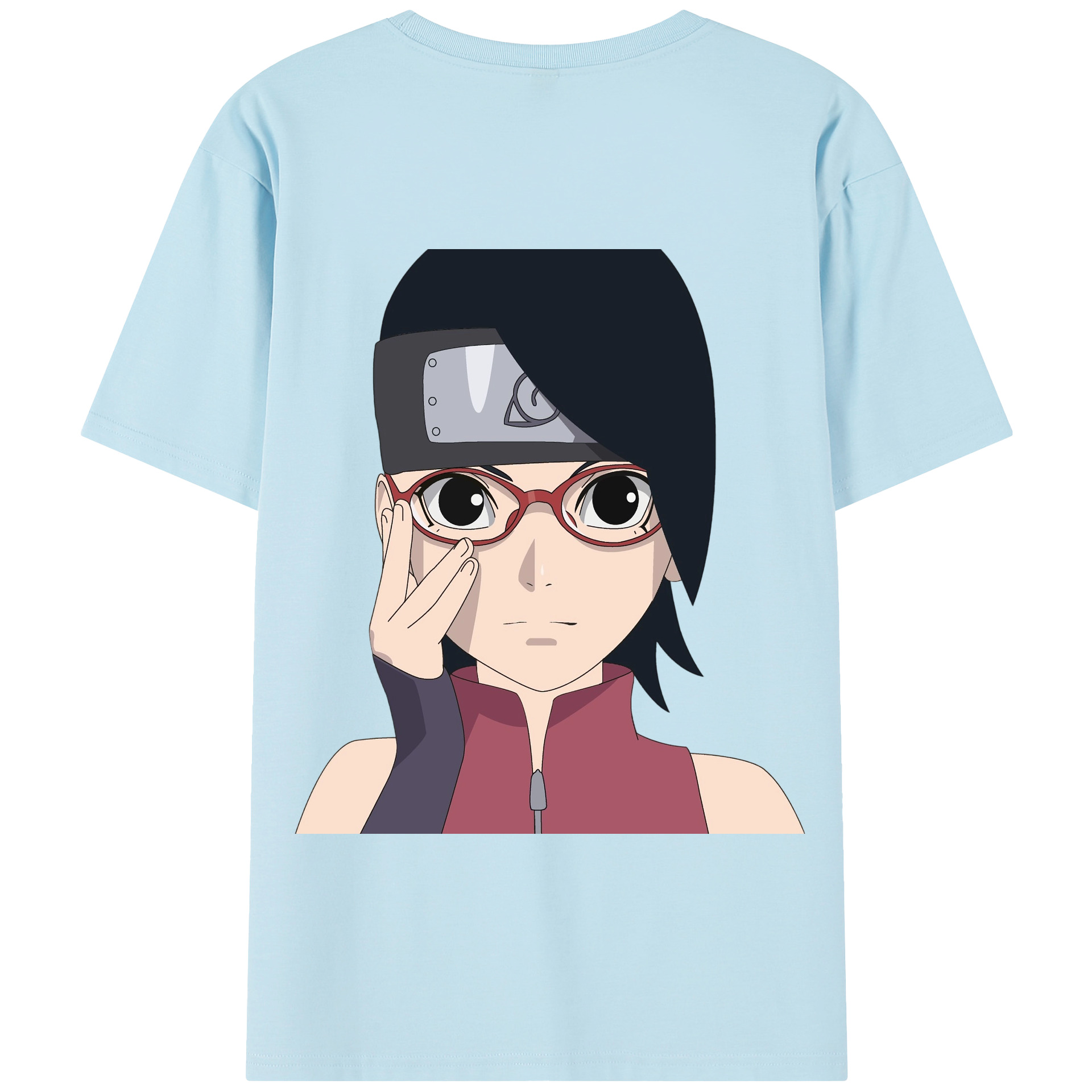 （画像用） NARUTO -ナルト- うちは サラダ Uchiha Sarada 綿100％半袖Tシャツ（背面プリント）